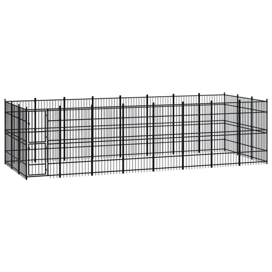 vidaXL Koiran ulkohäkki teräs 22,12 m²