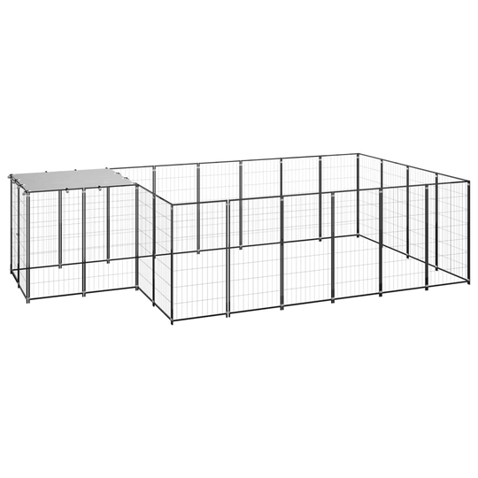 vidaXL Koiranhäkki musta 8,47 m² teräs