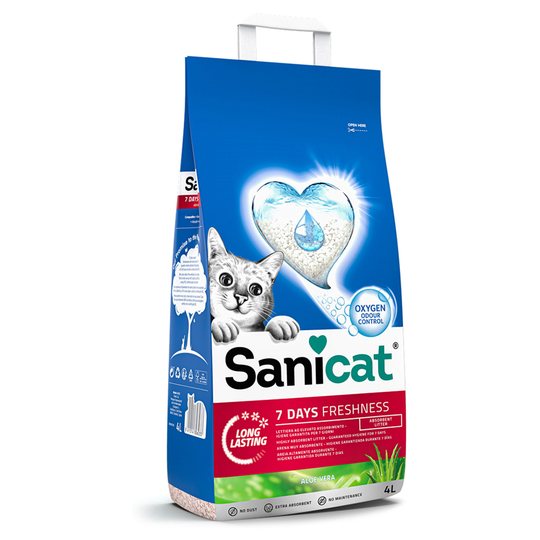 Sanicat 7 Days Aloe Vera -kissanhiekka - 4 l