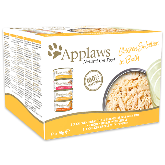 Applaws Adult -purkkilajitelmat 24 x 70 g - Chicken Selection in Broth