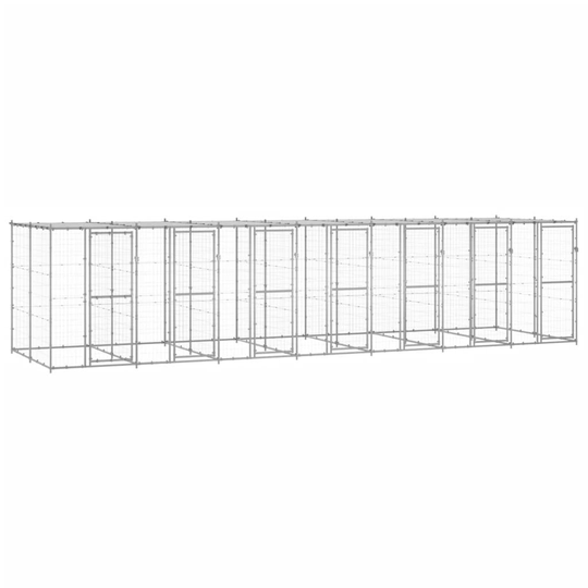 vidaXL Koiran ulkohäkki katolla galvanoitu teräs 16,94 m²
