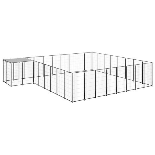 vidaXL Koiranhäkki musta 20,57 m² teräs