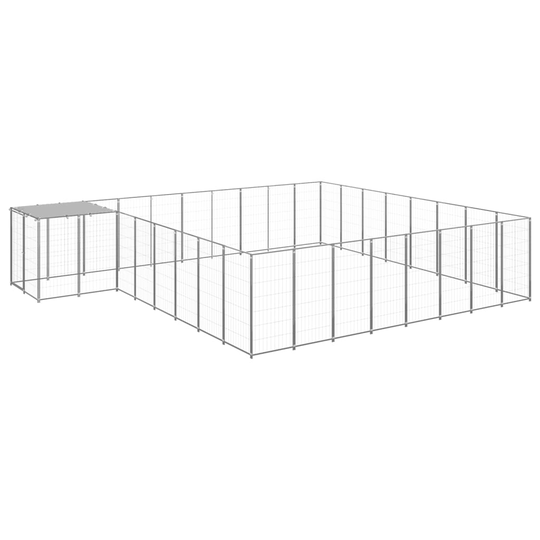 vidaXL Koiranhäkki hopea 20,57 m² teräs