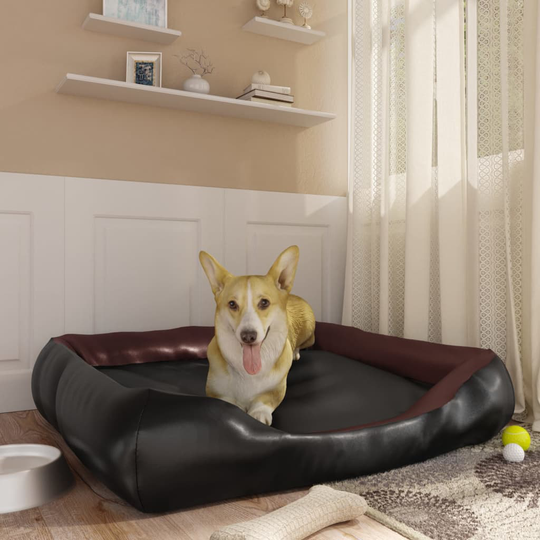 vidaXL Koiran peti musta ja ruskea 120x100x27 cm keinonahka