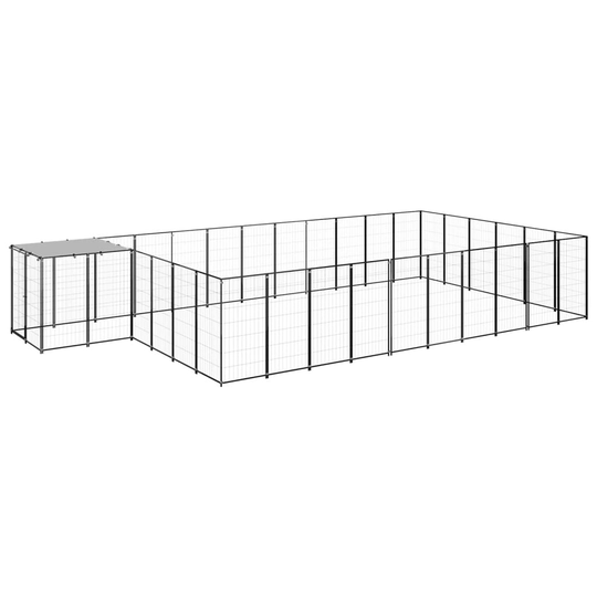 vidaXL Koiranhäkki musta 19,36 m² teräs
