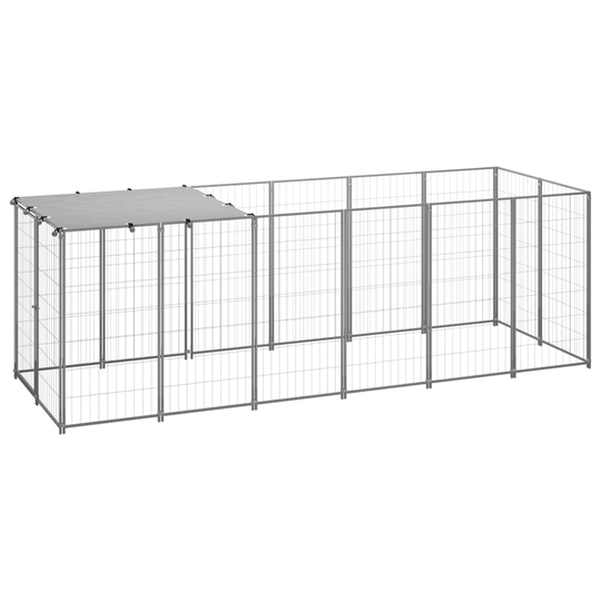 vidaXL Koiranhäkki hopea 330x110x110 cm teräs