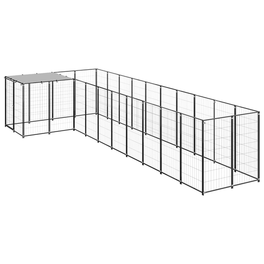 vidaXL Koiranhäkki musta 7,26 m² teräs