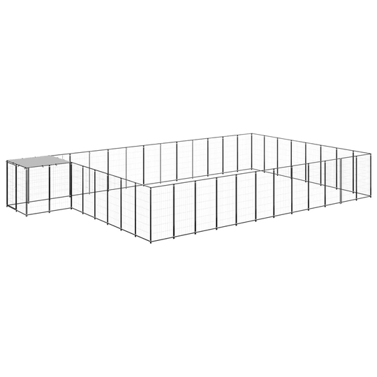 vidaXL Koiranhäkki musta 30,25 m² teräs