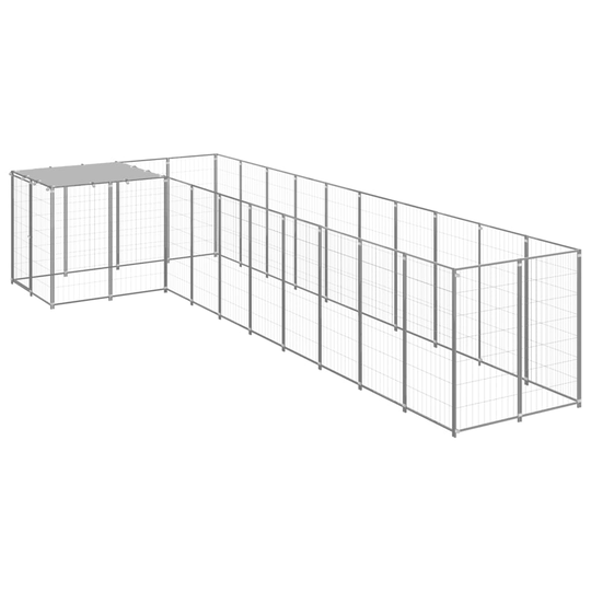 vidaXL Koiranhäkki hopea 7,26 m² teräs
