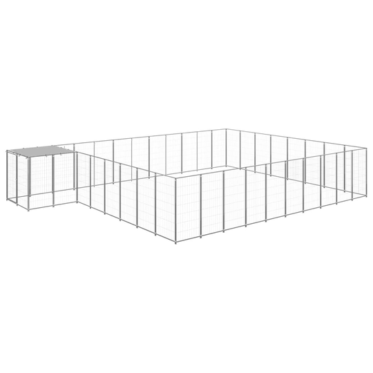 vidaXL Koiranhäkki hopea 25,41 m² teräs