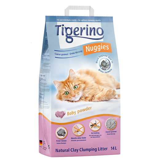 Tigerino Nuggies kissanhiekka 2 x 14 l erikoishintaan! - Classic, talkintuoksuinen ja karkea