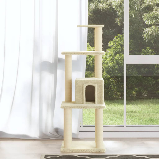 vidaXL Kissan kiipeilypuu sisal- raapimispylväillä kerma 105 cm
