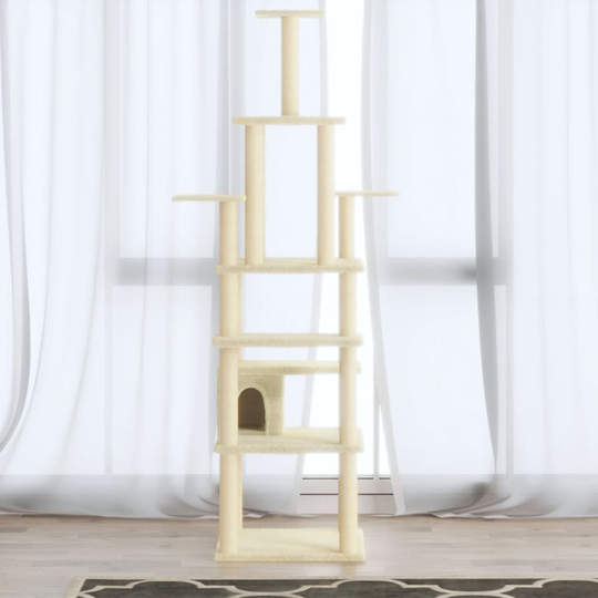 vidaXL Kissan kiipeilypuu sisal- raapimispylväillä kerma 183 cm