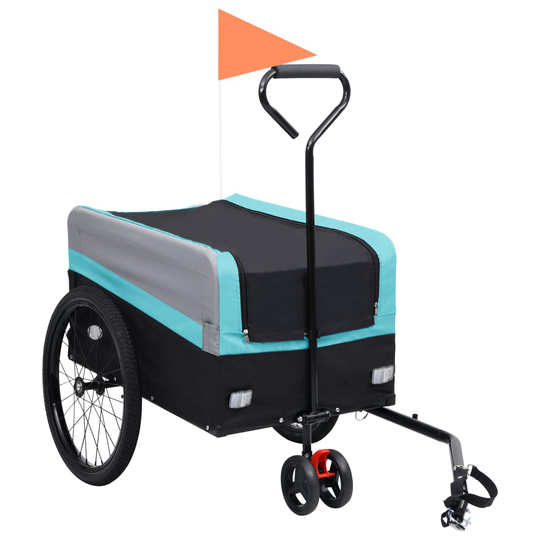 vidaXL 2-in-1 XXL pyörän perävaunu/kärry sininen harmaa ja musta