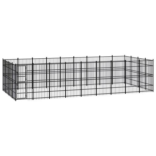 vidaXL Koiran ulkohäkki teräs 33,18 m²